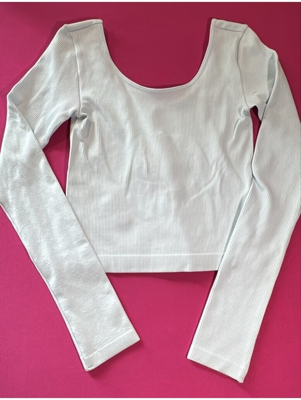 Wild Fable Ribbed Crop Top Soft Blue Size XS – Scoop Neck Long Sleeve Stretch